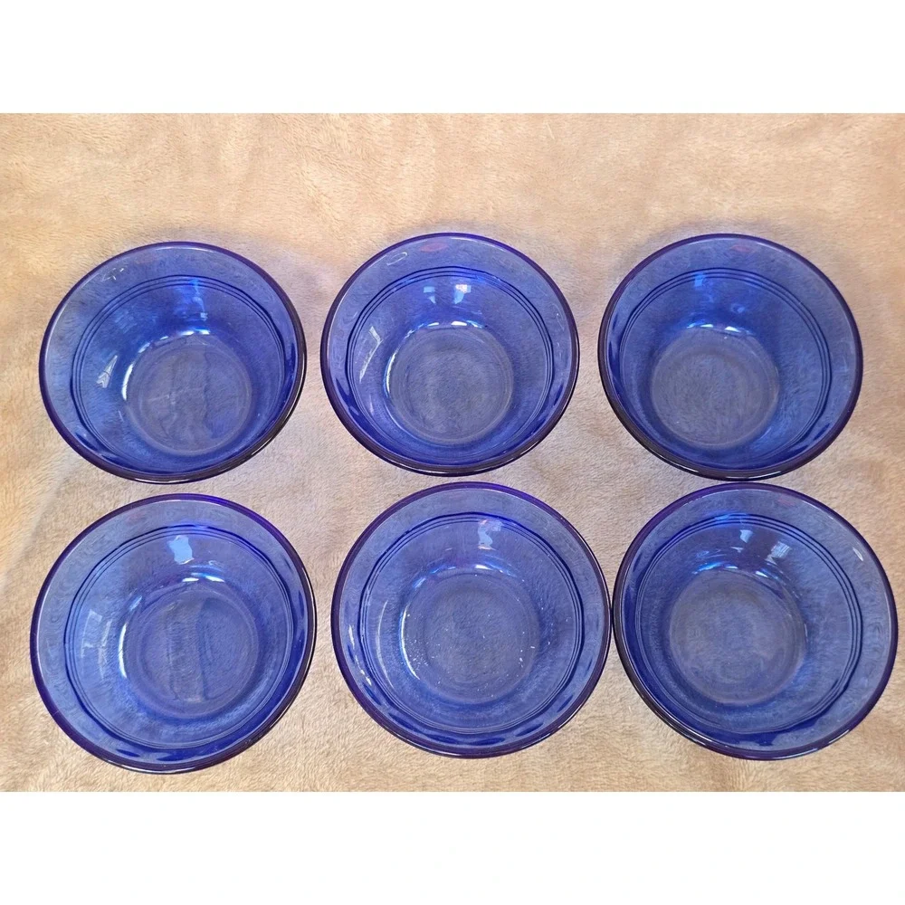 Pyrex Cobalt Blue Glass Custard Cups Ramekins 463 175ml Set of 6 Made in USA